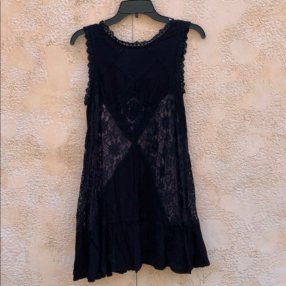 Black lace detail dress